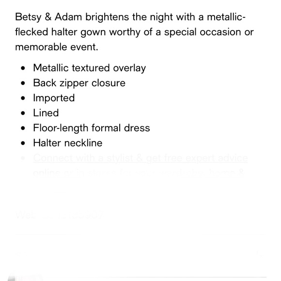 NWT Betsy & Adam Metallic Halter Gown 16W - Picture 6 of 13